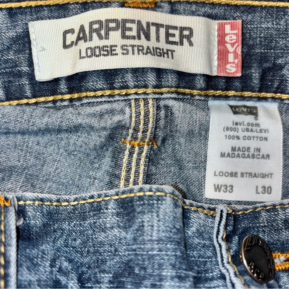Levi’s Carpenter Loose Straight Jeans Men’s 33x30 Blue Denim Workwear - Picture 8 of 8